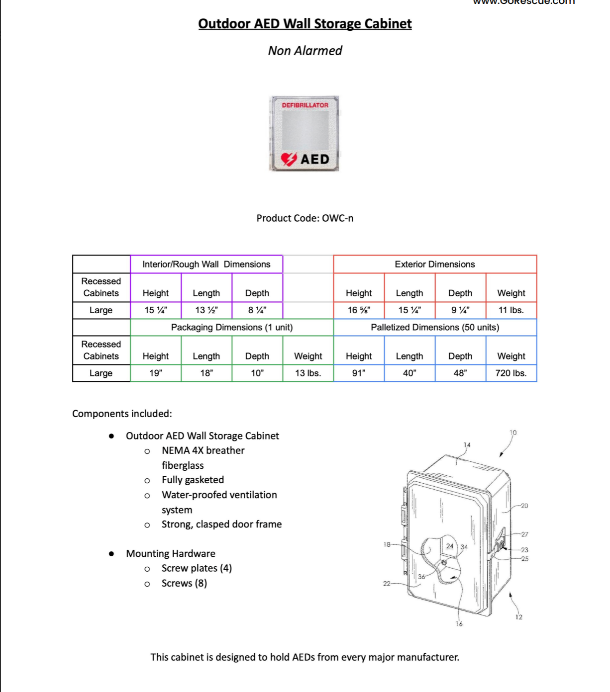 Large AED Cabinet