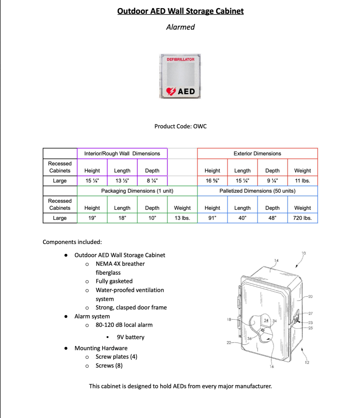 Large AED Cabinet